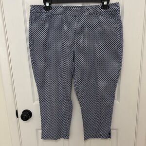 Coldwater Creek Women’s Blue White Geometric Natural Fit Cropped Pants